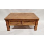 Hardwood coffee table with two drawers 48  x 109 x76 cms