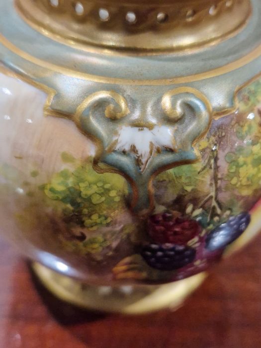Royal Worcester fruit decorated lobed oviform vase and cover painted by E. Townsend, painted with - Image 11 of 16
