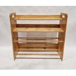 Modern pine unit with two shelves, two rails below, 111 x 116cm wide x 42 cms