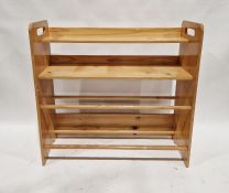 Modern pine unit with two shelves, two rails below, 111 x 116cm wide x 42 cms