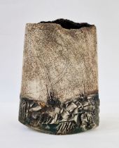 Peter Clough (b.1944) studio pottery landscape vase, marked to side, 24.5cm high approx.