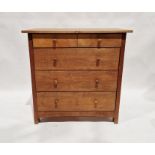 Modern pine chest of two short and three long drawers, on straight supports, 97 h x 97cm wide x