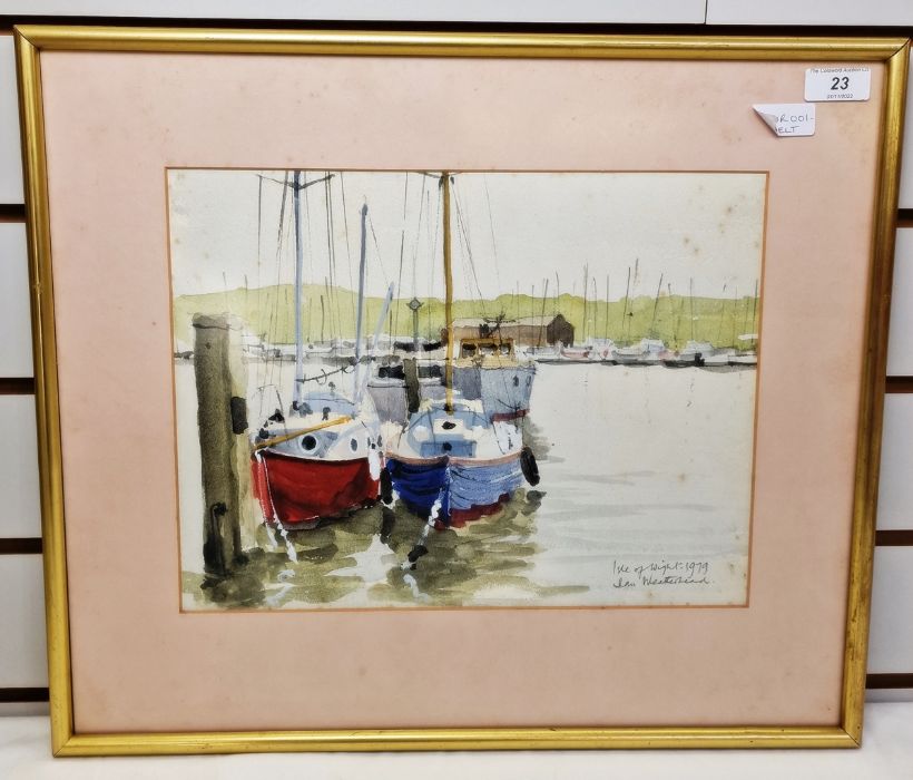 Ian Weatherhead (b.1932) Watercolour 'Boats, Isle of Wight' signed, titled and dated 1979 lower - Image 2 of 3