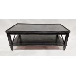 Modern black painted wooden rectangular two-tier coffee table, 48 h x 124cm x 67cm and a modern
