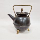 Arts & Crafts Benham Froud Christopher Dresser-style copper and brass teapot with angular brass