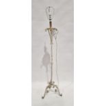 White painted cast iron standard lamp with cream shade, 181cm high including shade