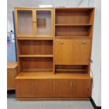 Circa 1970's G-Plan teak wall unit, 165cm wide