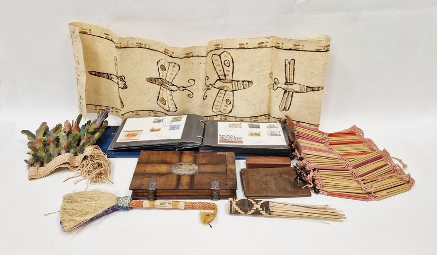 Quantity vintage first day covers, olivewood box with inscription 'to Captain Nearbolt of the Syrian