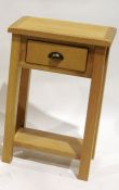 20th century Wiltshire light oak side table with frieze drawer and undertier, 50cm wide