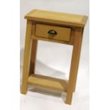 20th century Wiltshire light oak side table with frieze drawer and undertier, 50cm wide