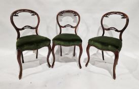Six of Victorian mahogany hoop back dining chairs with green upholstered seats (6)  Condition