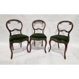 Six of Victorian mahogany hoop back dining chairs with green upholstered seats (6)  Condition