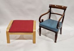 19th century mahogany splatback open armchair and an Ikea footstool (2)