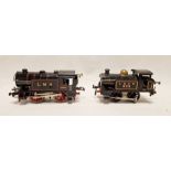 Hornby '0' gauge clockwork 0-4-0 tank black locomotive marked LMS no16045 in gilt together with a