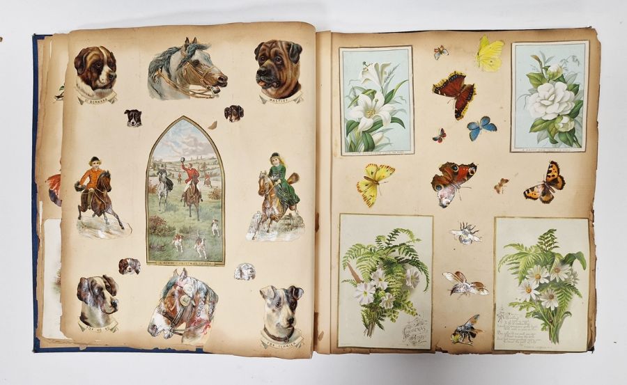 Victorian scrap album dated 1893, containing many sheets of greetings cards, animal, figure, - Image 3 of 6