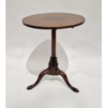 19th century mahogany circular tilt-top occasional table on tripod supports, 67cms h x 51 cms diam.