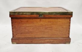 19th century lightwood brass-mounted chest on plinth base, 89cm wide