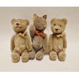 Pair of probably Schuco 'Yes/No' miniature plush bears (one with tail mechanism working), 14cm
