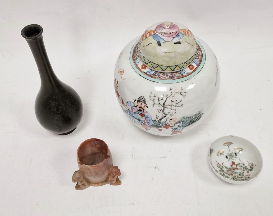 19th century Chinese porcelain ginger jar and cover painted with figures before terracing with - Image 2 of 34