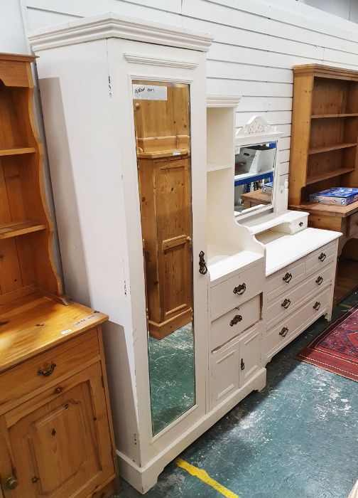 Edwardian white painted dressing chest, the mirrored top with two drawers over two short and three - Image 2 of 20