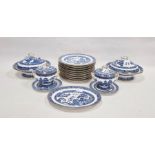 Wedgwood porcelain Willow pattern part dinner service, circa 1890, printed green marks for T.