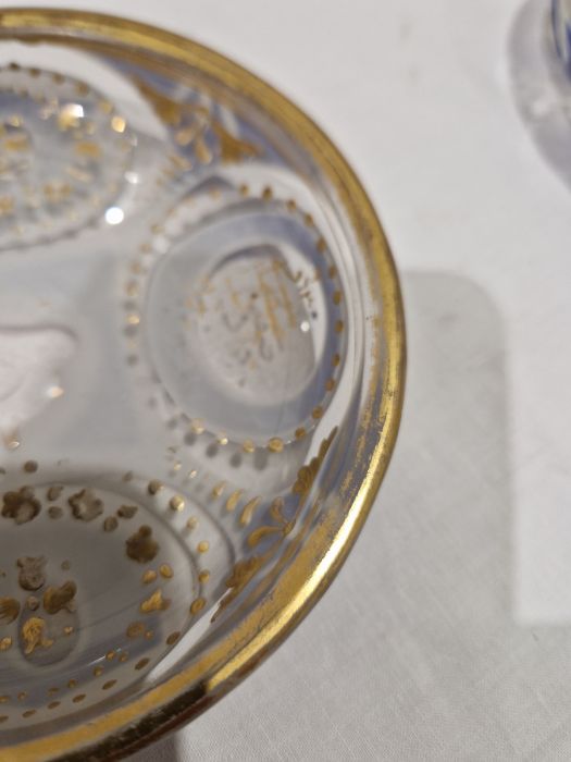 Pair of Bohemian overlay blue and gilt glass beakers on stands, with Arabic script Condition - Image 18 of 30