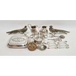 Set of six silver teaspoons with swan finials, quantity of silver plate, a Rolex silver-coloured