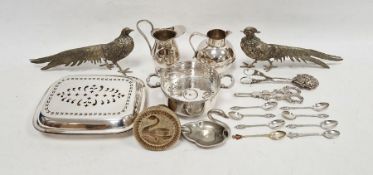 Set of six silver teaspoons with swan finials, quantity of silver plate, a Rolex silver-coloured