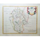 Robert Morden (1650-1703)  Handcoloured map of Bedfordshire, framed and glazed, 37cm x 46cm