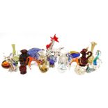 Various Murano-style glass animals to include cockerel, fish, horses, swan, duck, pig and small