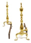 Pair of brass and iron fire dogs