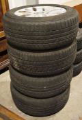 Four BMW alloy wheels (255/55 R18) with Continental winter contact tyres for BMW X5