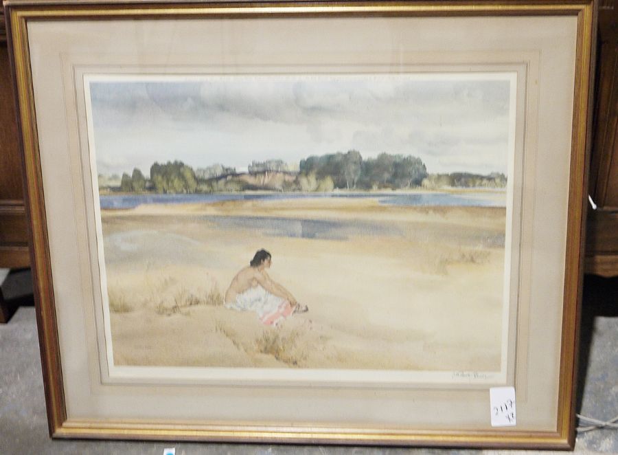 After William Russell Flint  Colour print  "Anne Marie by the Loire", limited edition, signed by the - Image 2 of 2