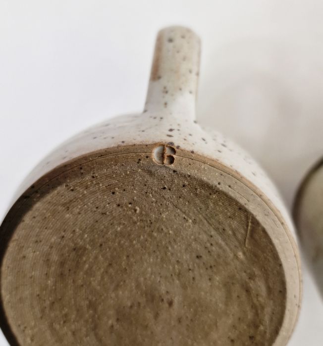 Four studio pottery mugs by the same artist, possibly Andrew Davidson, impressed mark to base, - Image 5 of 17