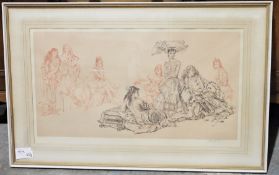 After William Russell Flint  Colour print  Groups of girls in various stages of undress, signed '