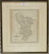 After John Cary  Map of Derbyshire, printed 1783, 27cm x 23cm with margin, framed and glazed