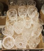 Quantity of moulded glassware to include wines, tankards, etc, cut glass bowl, moulded edge frilly