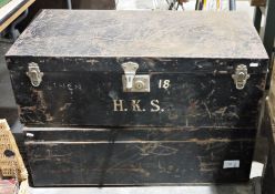 Two vintage tin trunks (2)