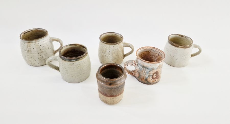 Four studio pottery mugs by the same artist, possibly Andrew Davidson, impressed mark to base, - Image 2 of 17