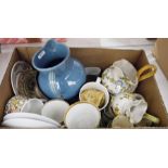 Portuguese salad plates, lazy Susan, Portuguese style pottery jugs, Mintons part-coffee service, a