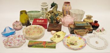 Quantity of cottageware to include teapots, money boxes, jugs, tankard, etc., a Shelley jelly mould,