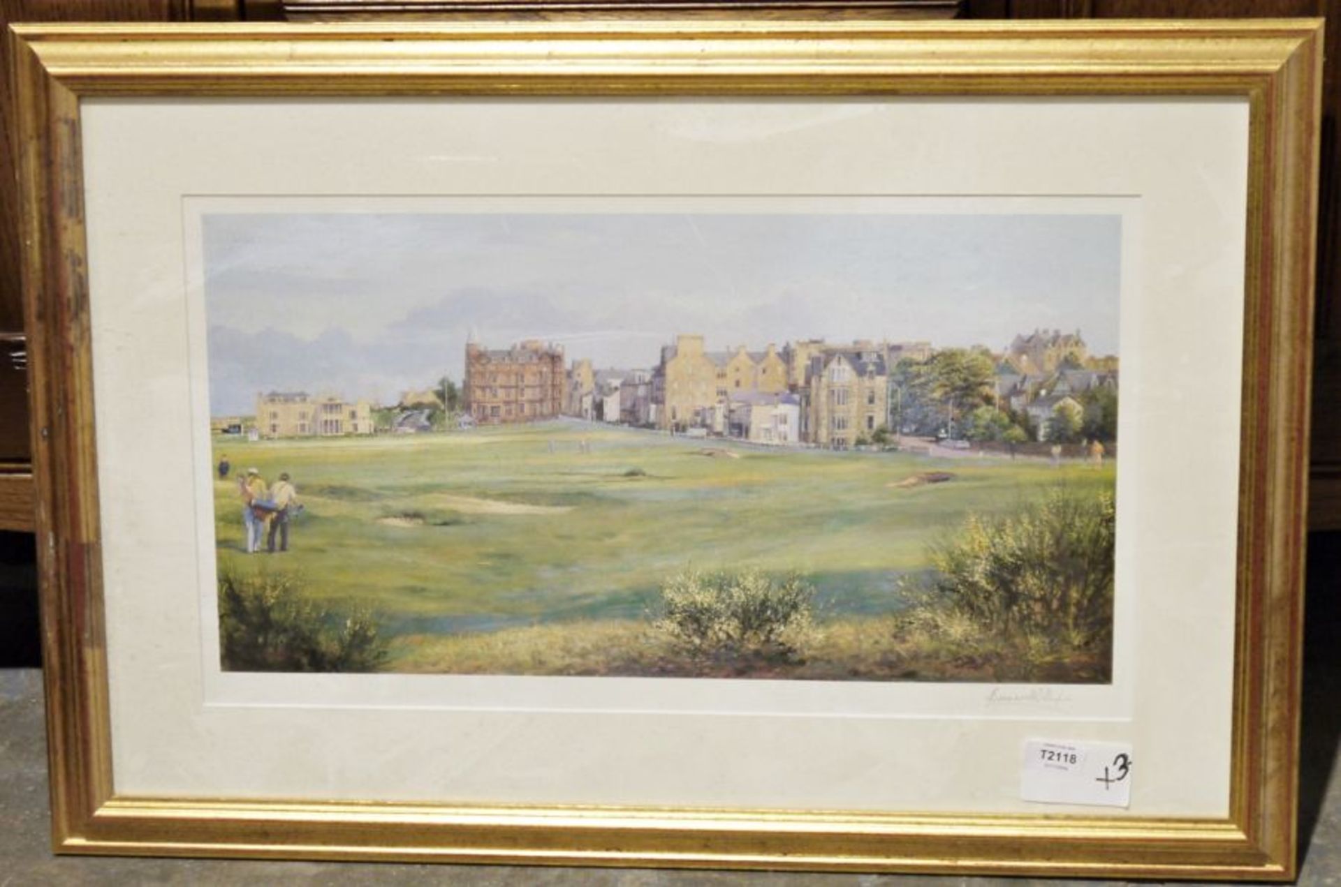 After Bernard Willingham  Colour print  Golf course, possibly St. Andrew's, signed by the artist - Image 2 of 3