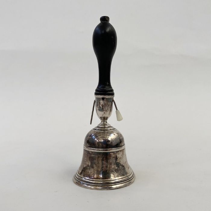 Early 19th century Irish silver table bell with ebonised handle, engraved with crest, Dublin 1800, - Image 3 of 4