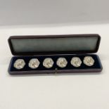 Six Art Nouveau-style buttons, marked 925 Sterling, boxed