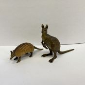 Austrian cold painted bronze models of an armadillo, 9cm long and a kangaroo, 7.3cm high (2)