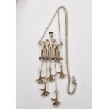 Jeff Wallis silver 'Universal Family' necklace with figures and hands, suspended, approx. 34g,