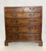 Georgian mahogany chest of drawers with quadrant moulded edge, two short drawers and four further