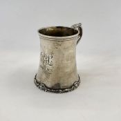 1920's silver christening mug, initialled 'PJL and dated 9 April 1926' London 1924, maker Josiah