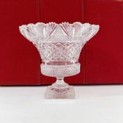 Georgian-style cut glass pedestal vase with serrated everted rim, leaf diamond cut with lower raised