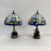 Pair of Tiffany-style table lamps, 38cm high approx. (2)